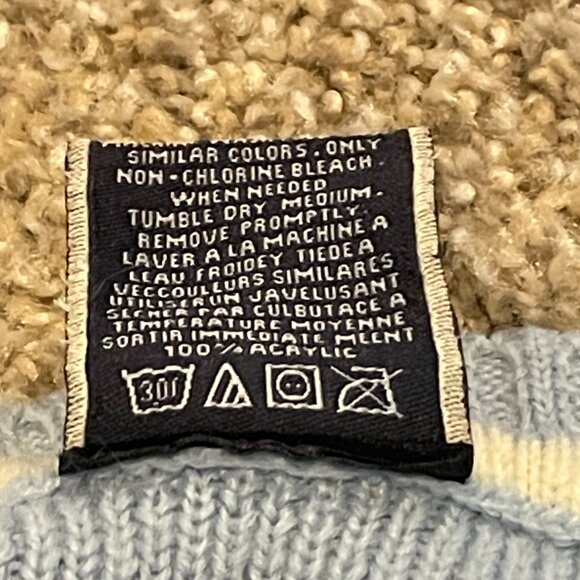 Modern Culture Women's Large Navy, Baby Blue, White Stripe Long Sleeve Tee 90s - Picture 7 of 11